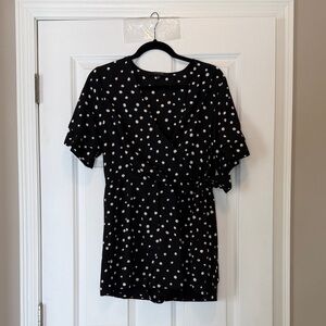 Black and White Polka Dot Wrap Top